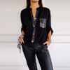 VERITY | SEQUIN TRIM BUTTON-UP SHIRT