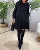MEREDITH | ROUND NECK CUT-OUT SLEEVE SWING DRESS